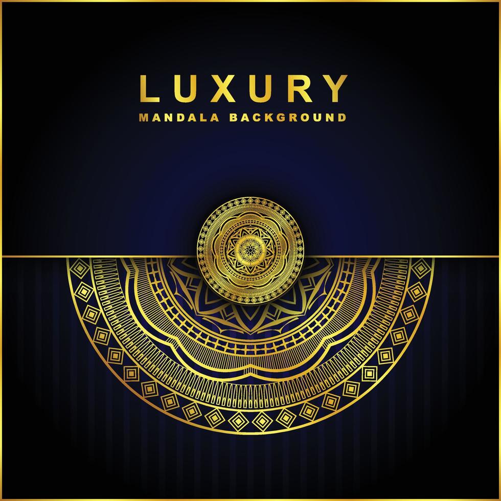 Mandala background design with luxury golden color vector