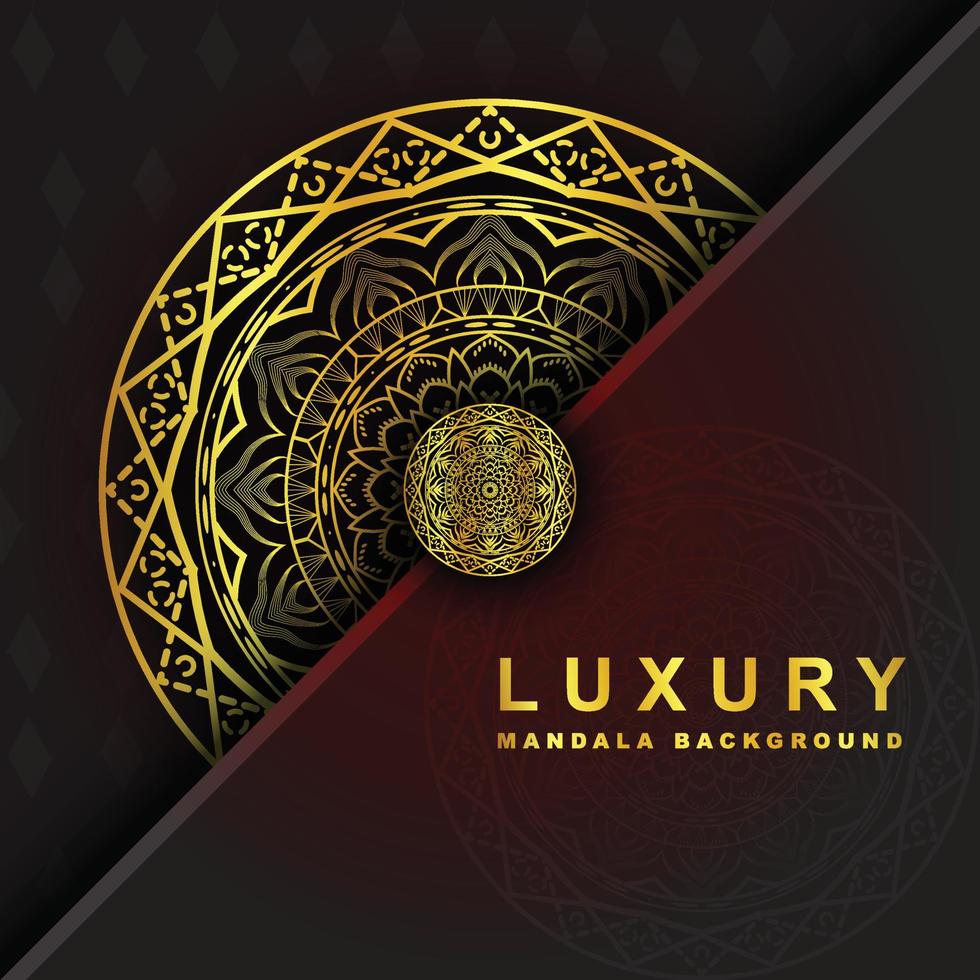 Mandala background design with luxury golden color vector