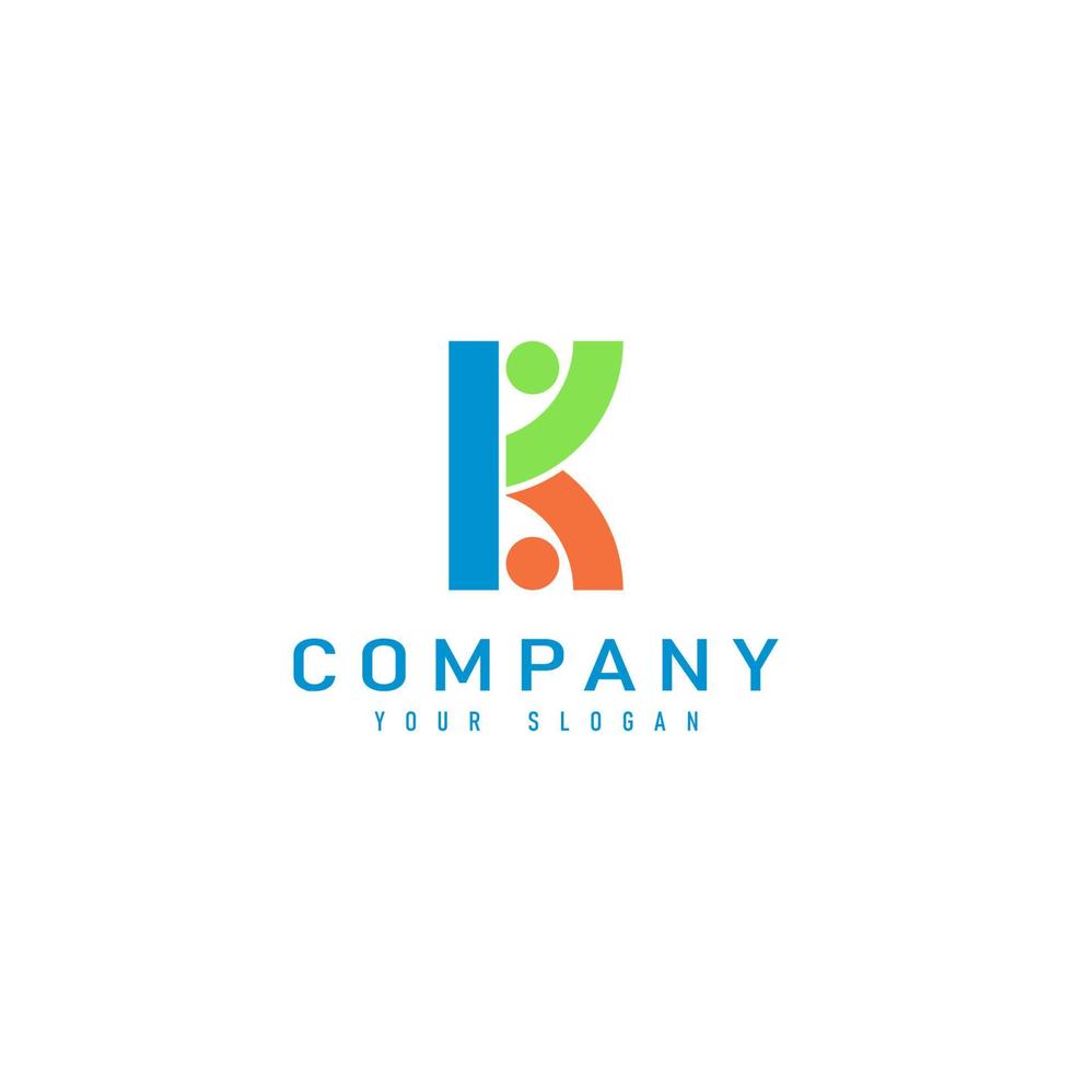 letra k amistad, trabajo en equipo, logotipo de conectividad de personas vector