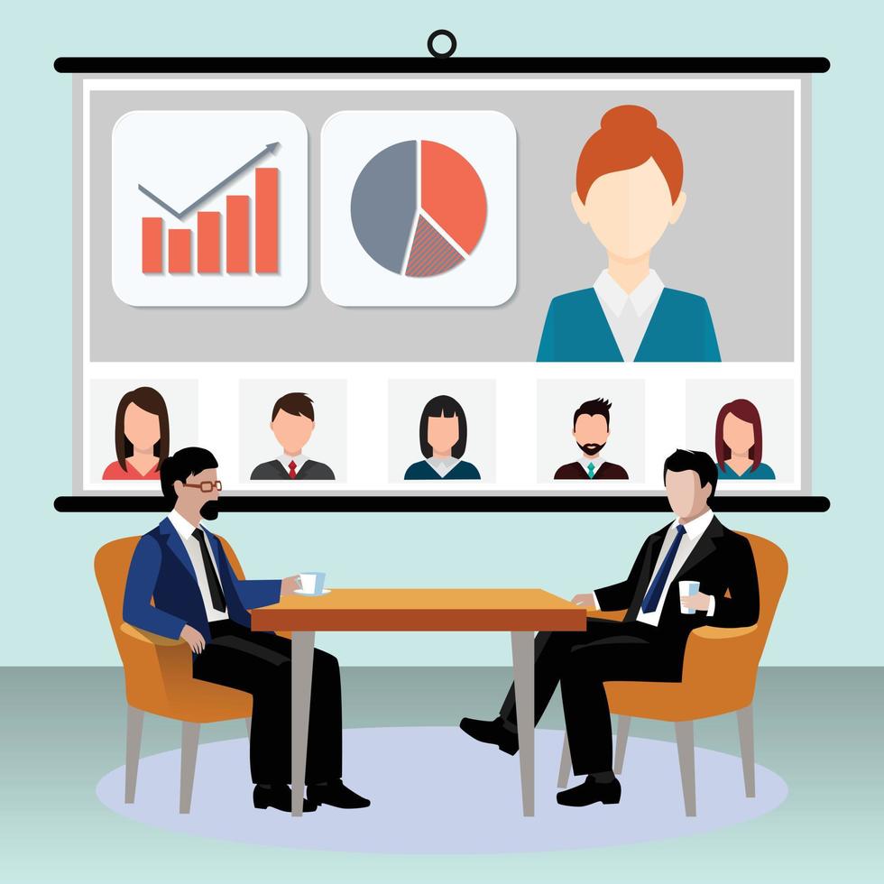Great online conference for business, webinars, business illustration etc vector