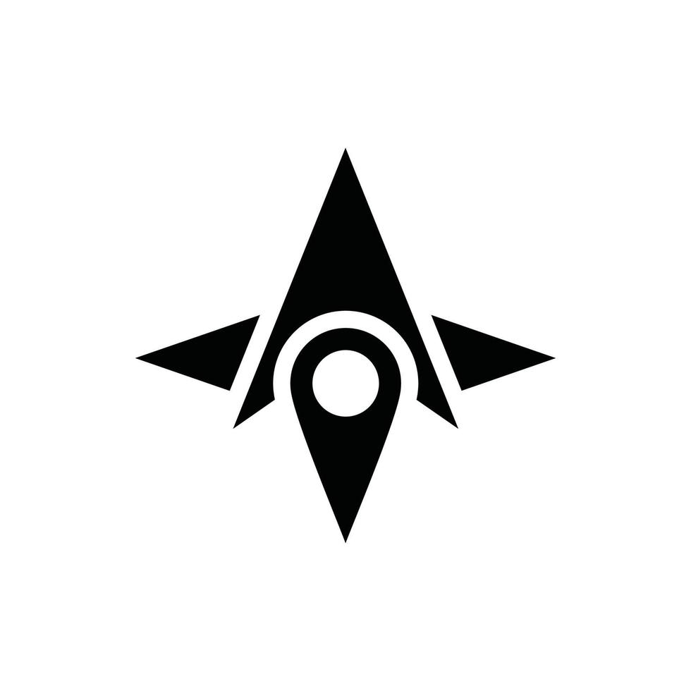 Simple compass and place pin logo template, regional pin compass vector illustration.