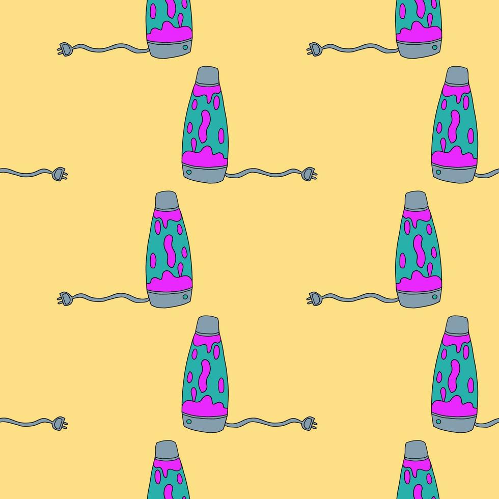 Cute cartoon doodle liquid lava lamp seamless pattern. Fluid lamp background. vector