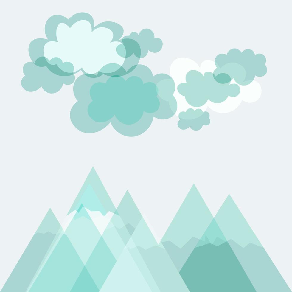 Mountains and cloudy sky, landscape background. vector