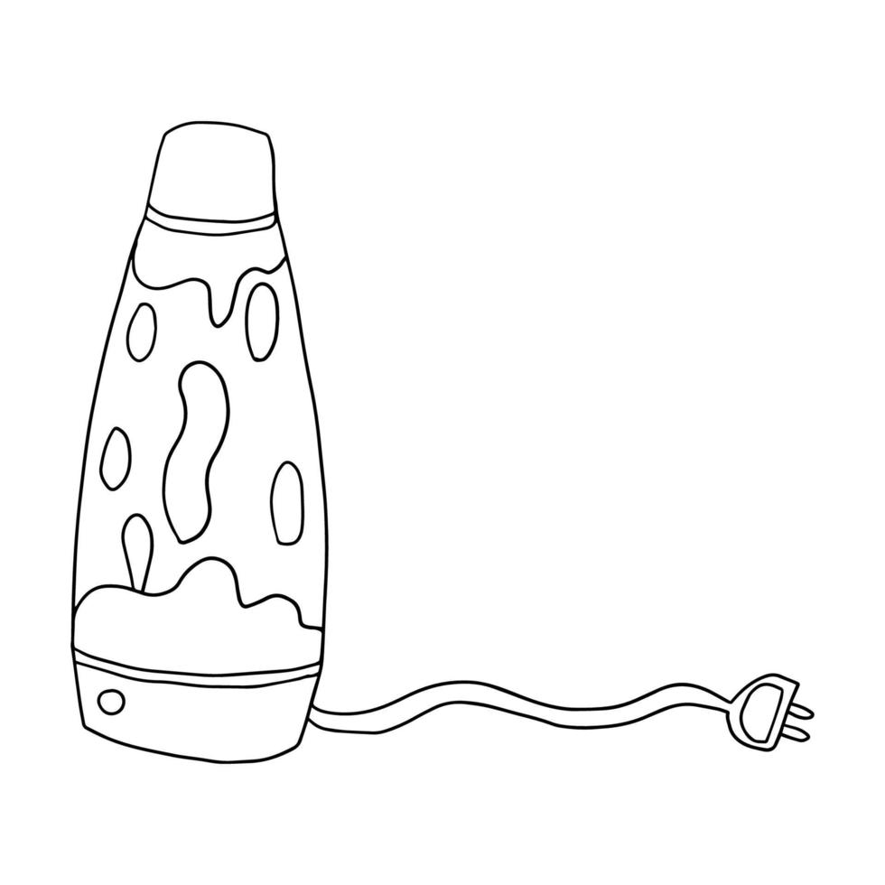 Cute cartoon doodle liquid lava lamp isolated on white background. vector
