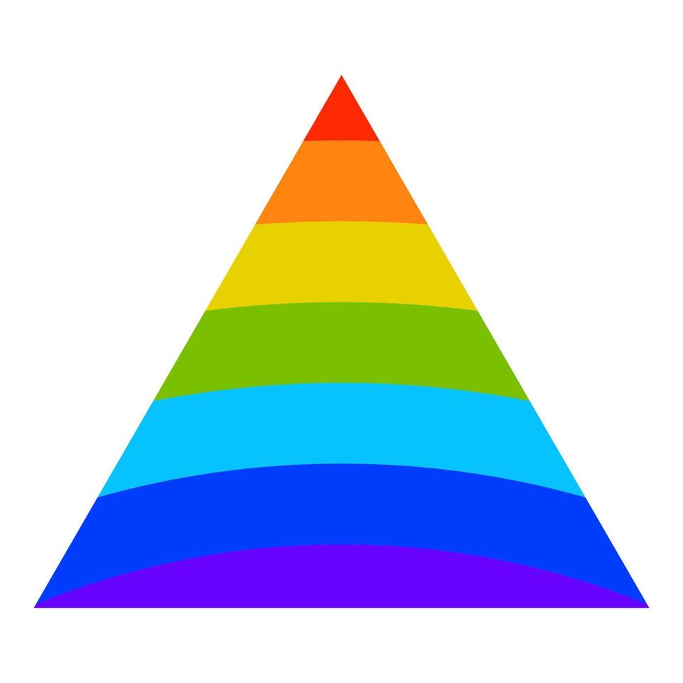 Cartoon triangle with rainbow texture in flat style isolated on white background. vector