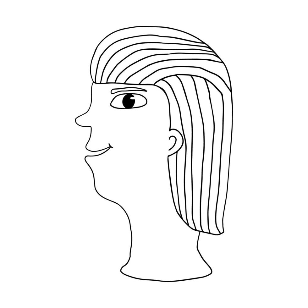 retrato de mujer de garabato abstracto de dibujos animados lindo aislado sobre fondo blanco. cara de mujer vector