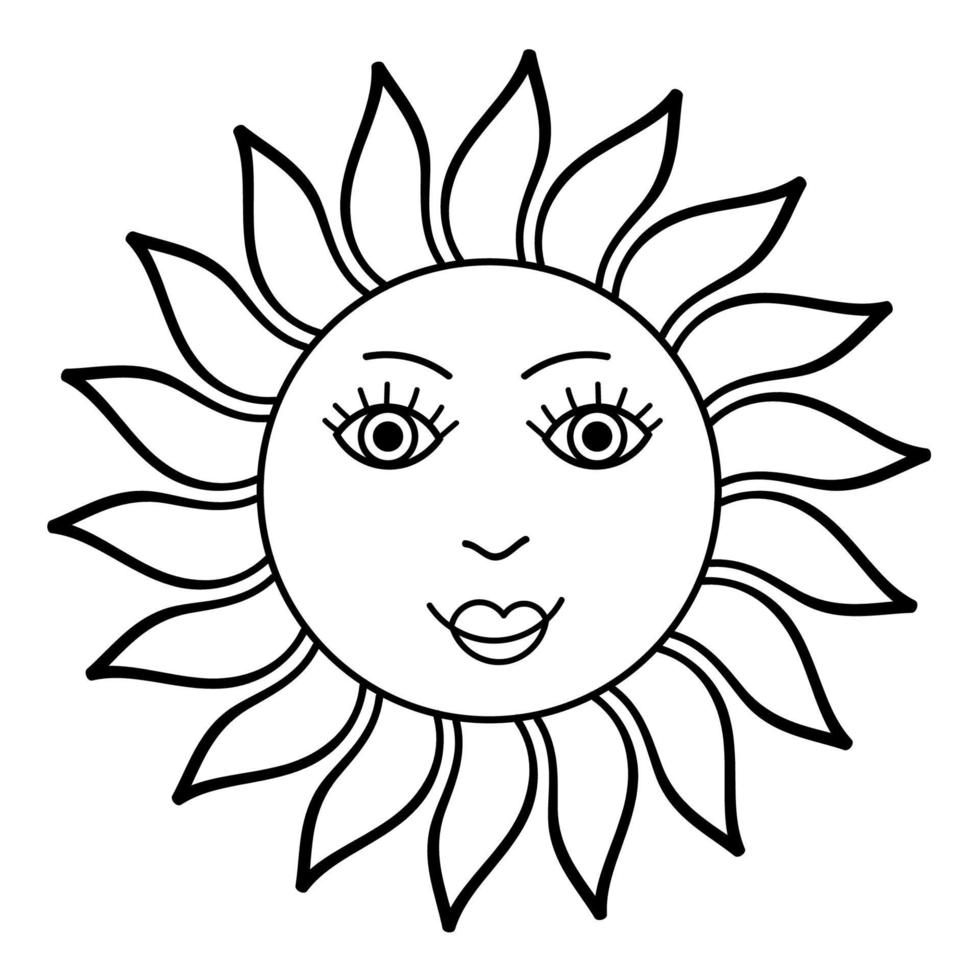 personaje de dibujos animados lindo doodle sol aislado sobre fondo blanco. vector