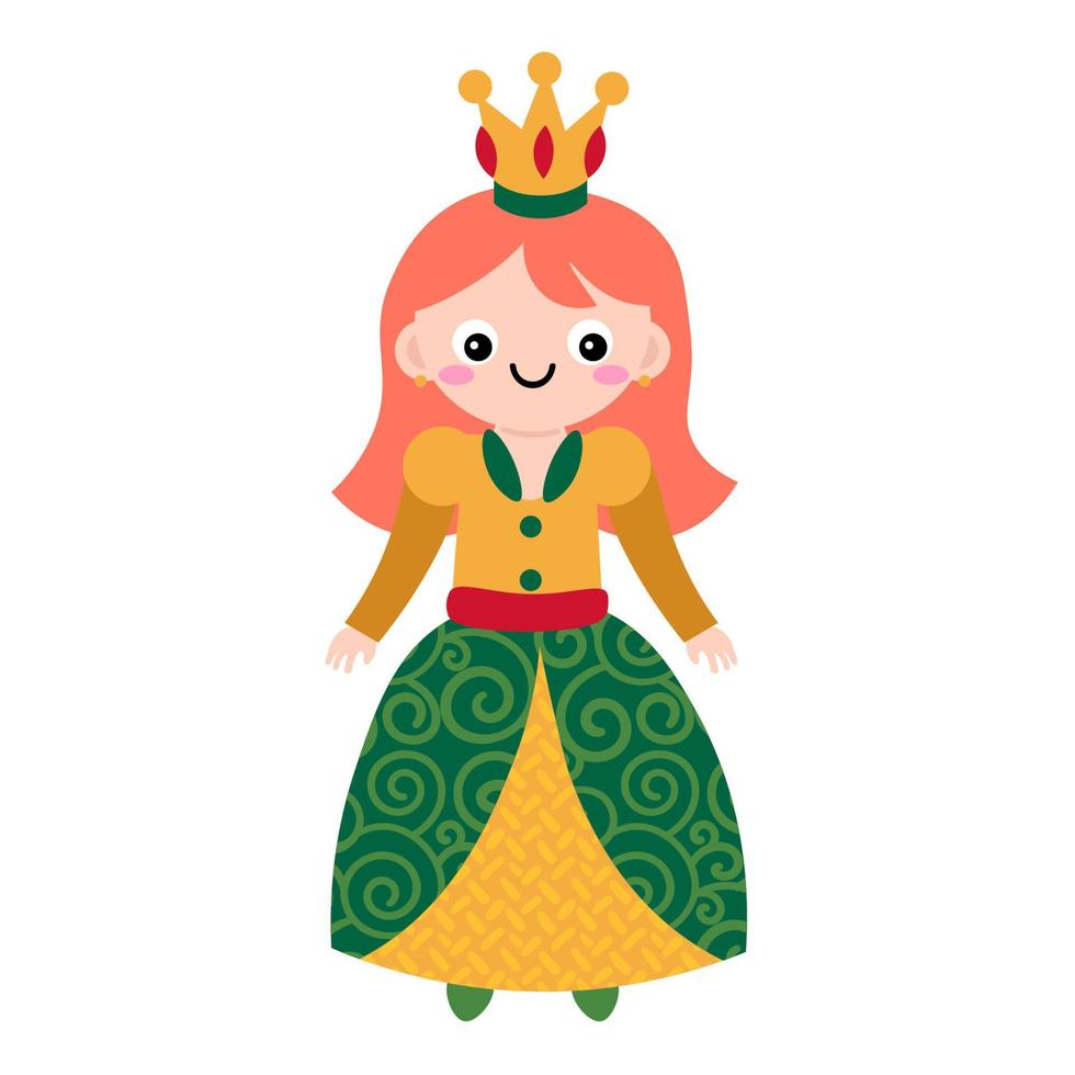 caricatura feliz princesita en estilo plano aislado sobre fondo blanco. vector