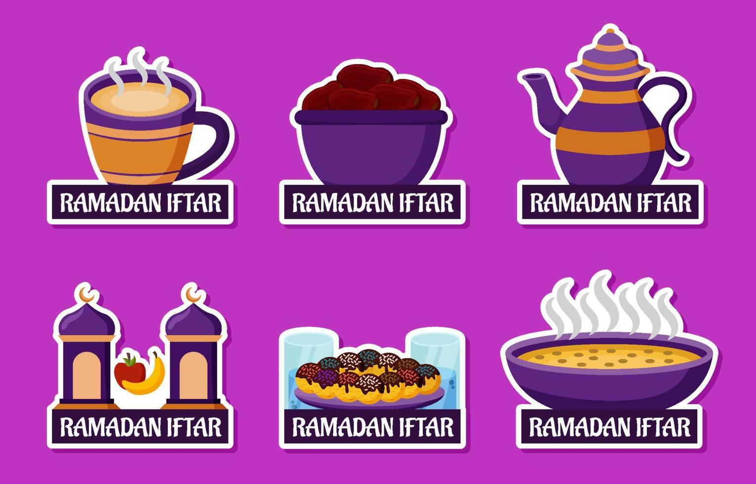 Ramadan Iftar Sticker Set vector