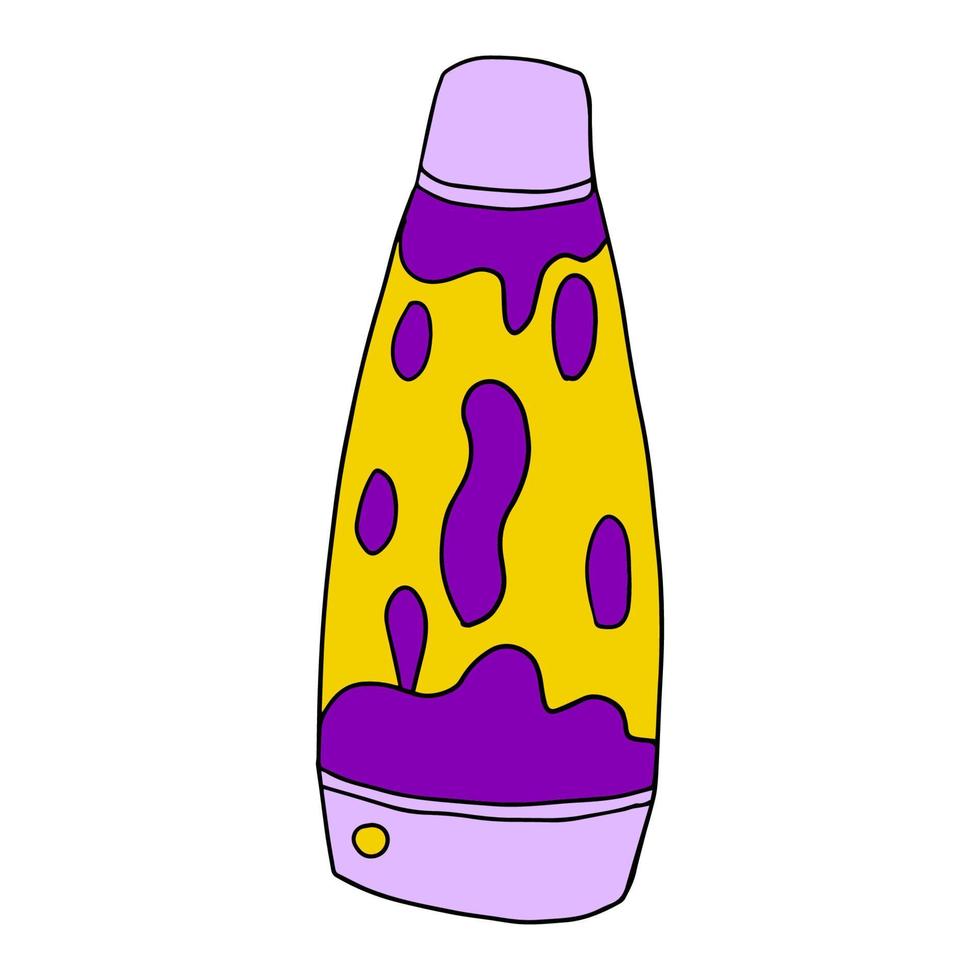 Cute cartoon doodle liquid lava lamp isolated on white background. vector