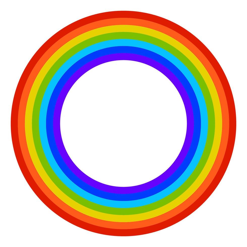 Cartoon round rainbow in flat style isolated on white background. vector