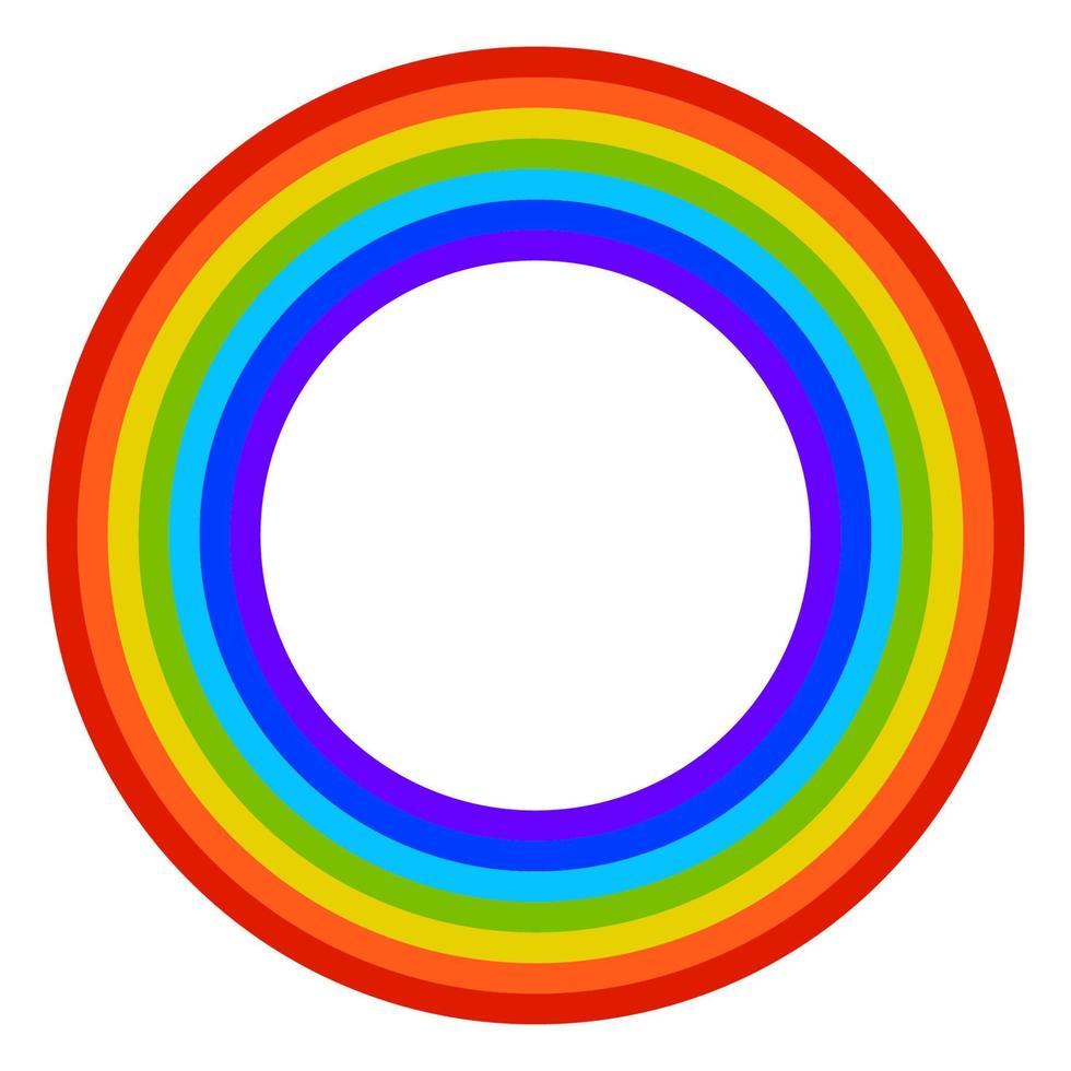 arco iris redondo de dibujos animados en estilo plano aislado sobre fondo blanco. vector