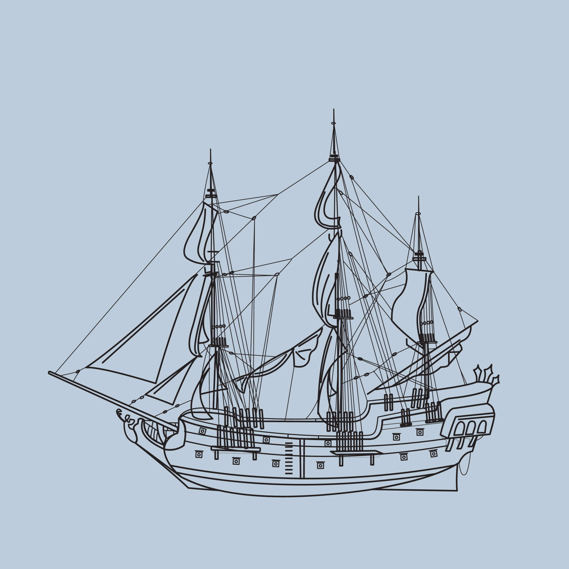 Vector Ship Black Pearl Line 6716732 Vector Art at Vecteezy