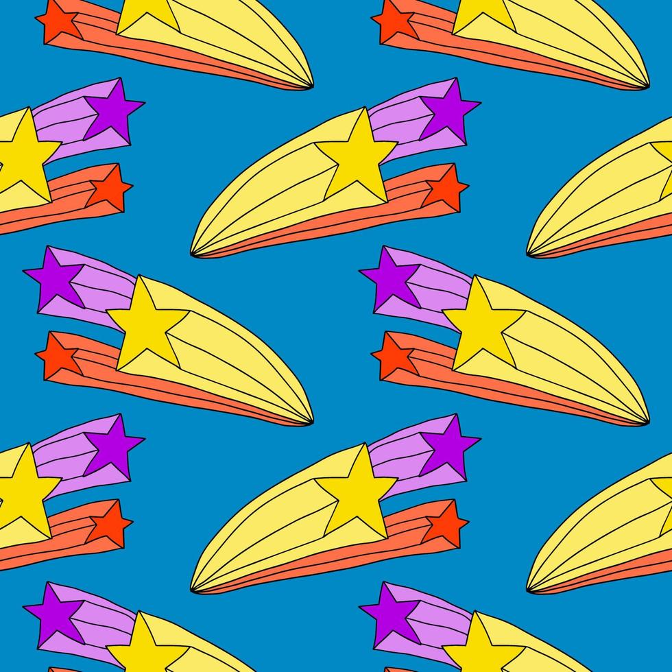 Cute doodle abstract seamless pattern with stars. Sky background. vector