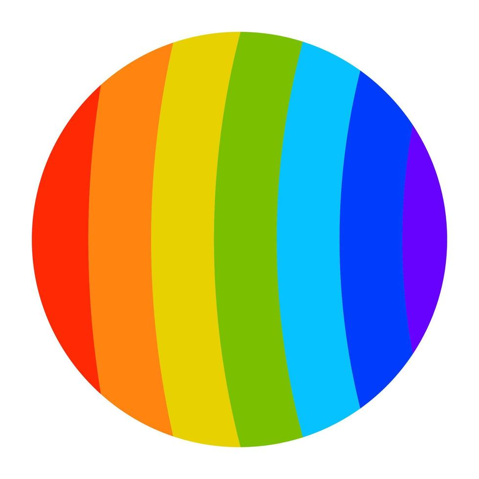 Cartoon circle with rainbow texture in flat style isolated on white background. vector