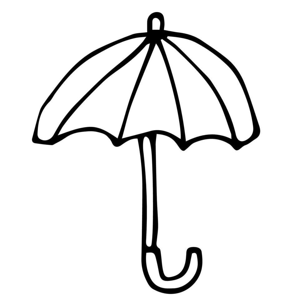 Cartoon doodle open umbrella isolated on white background. vector