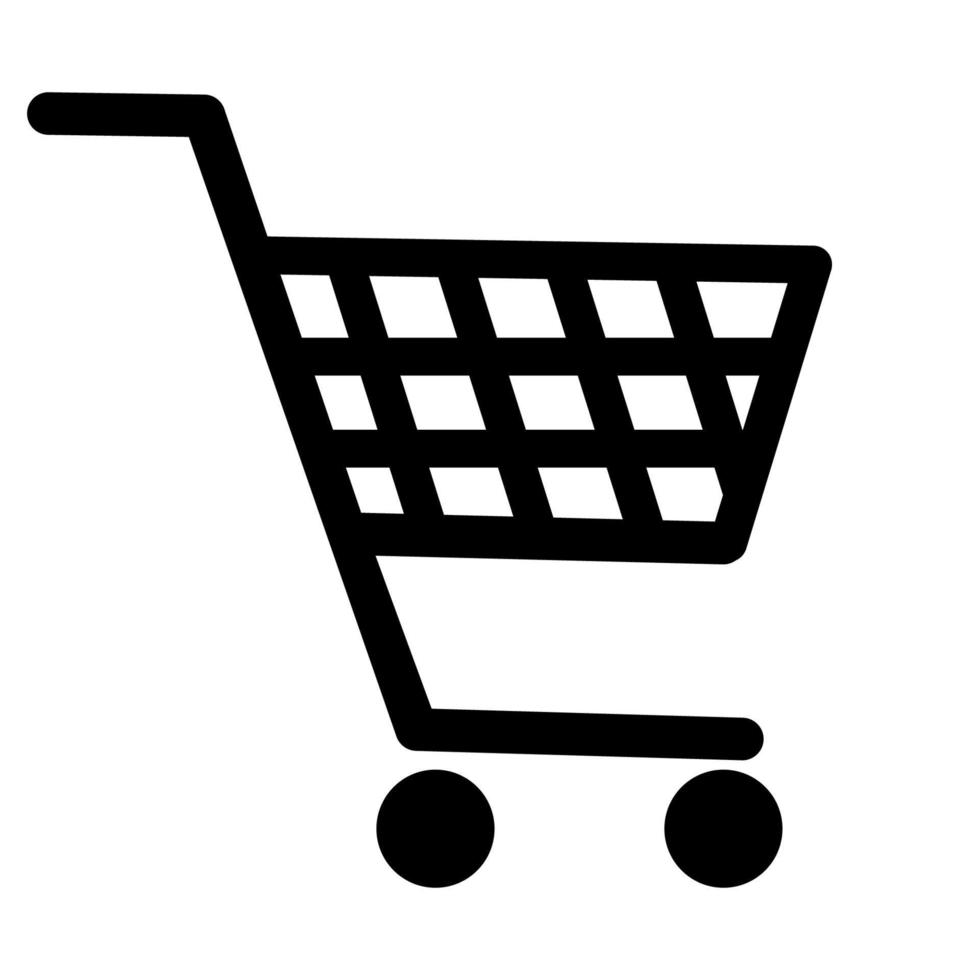Thin line icon of grocery cart, trolley isolated on white background. vector