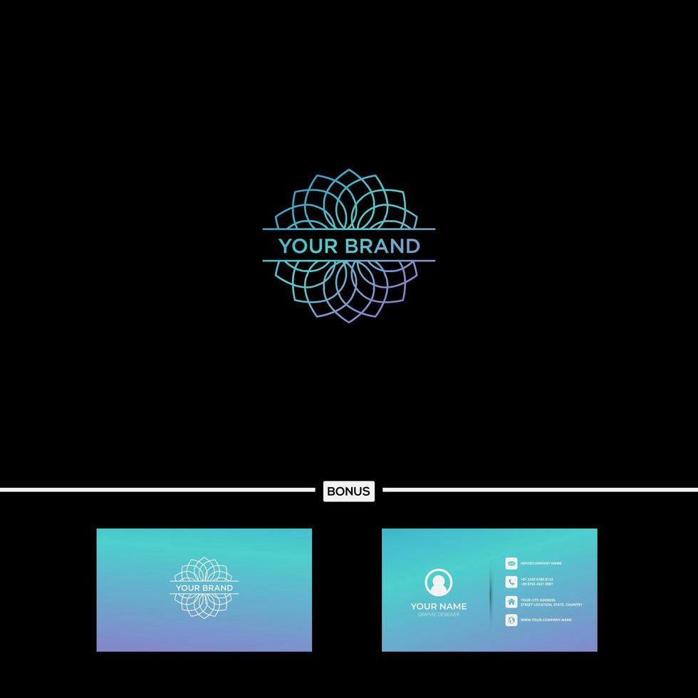 Traditional asian colorful floral pattern logo design minimalist vector