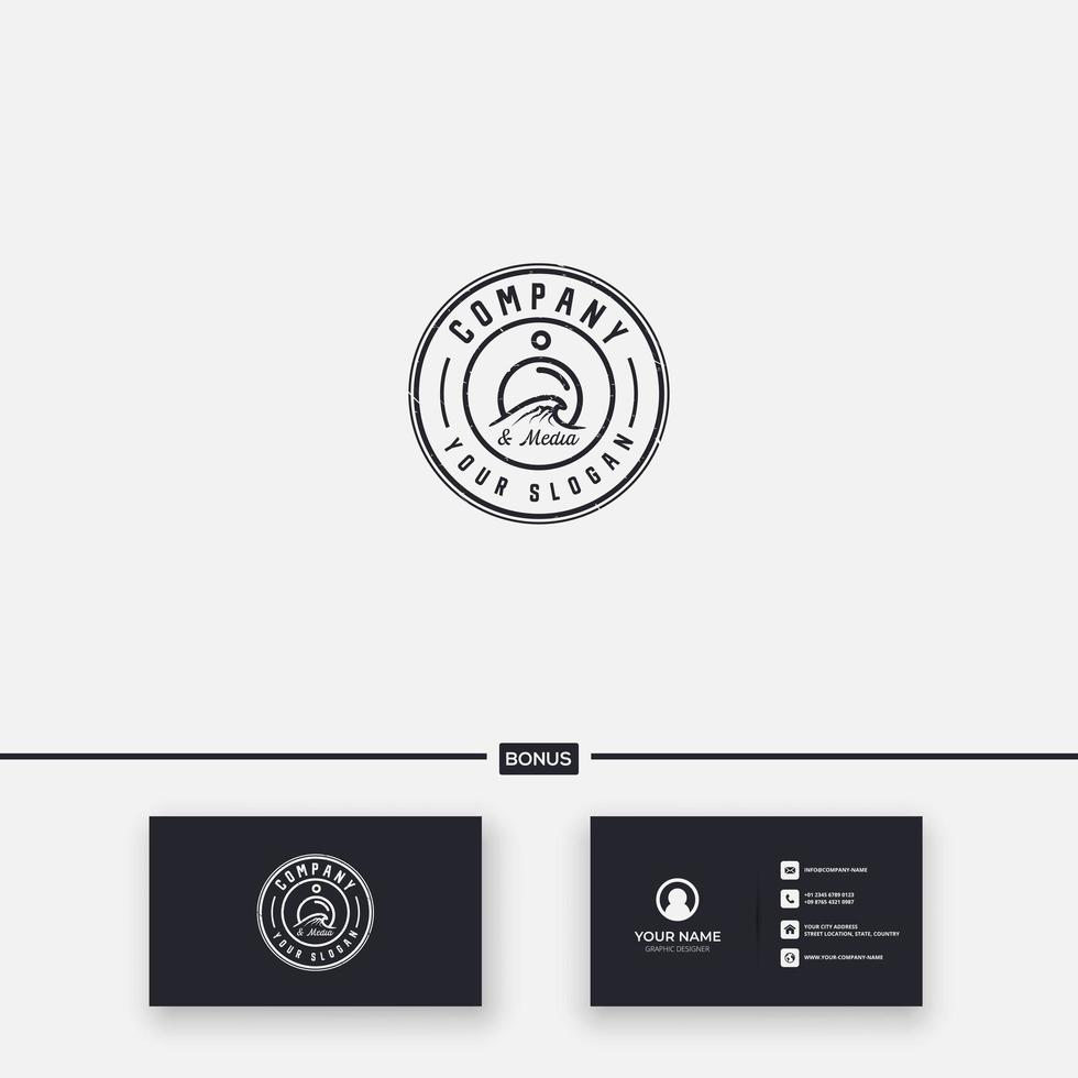 fotografías minimalistas de diseño de logotipo de cámara y mar vector