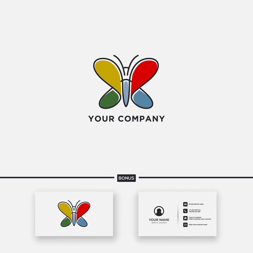 diseño de logotipo de mariposa simple arte de línea abstracta vector
