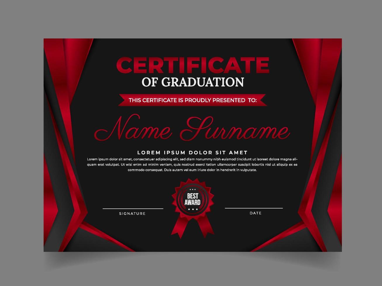 Template Certificate of Graduation vector