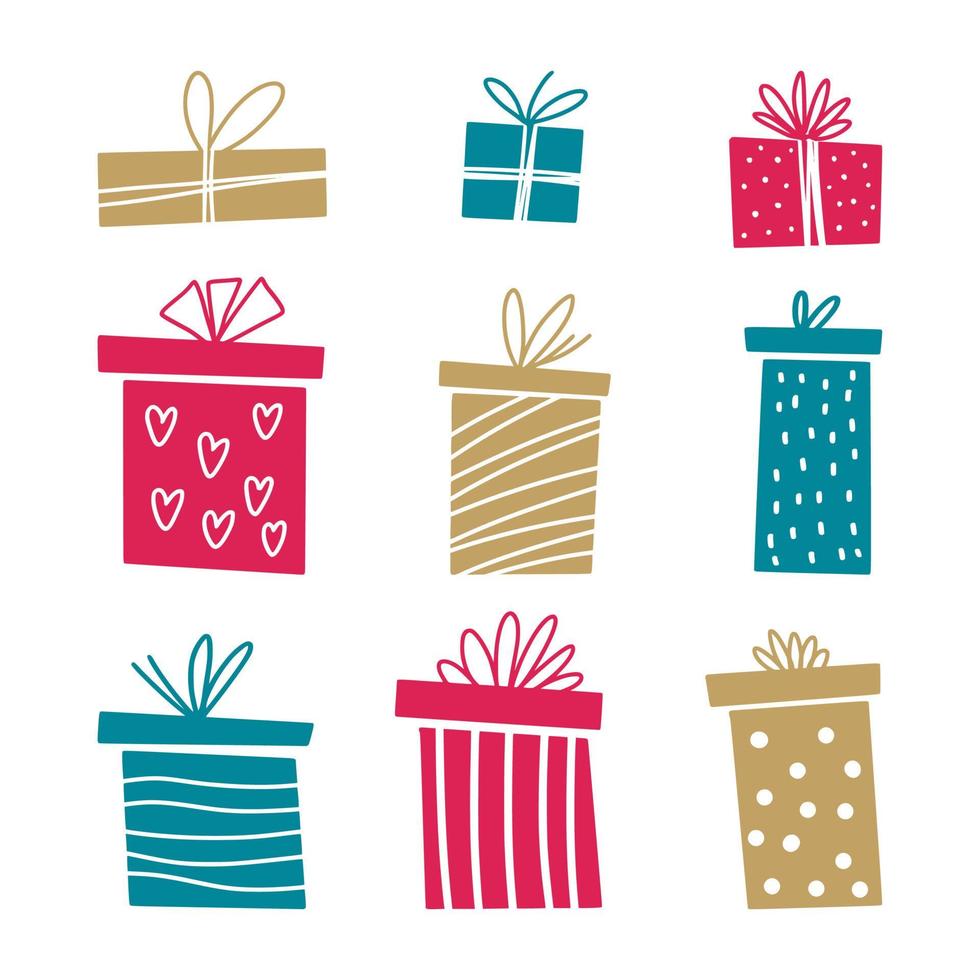 Hand-drawn gift boxes vector