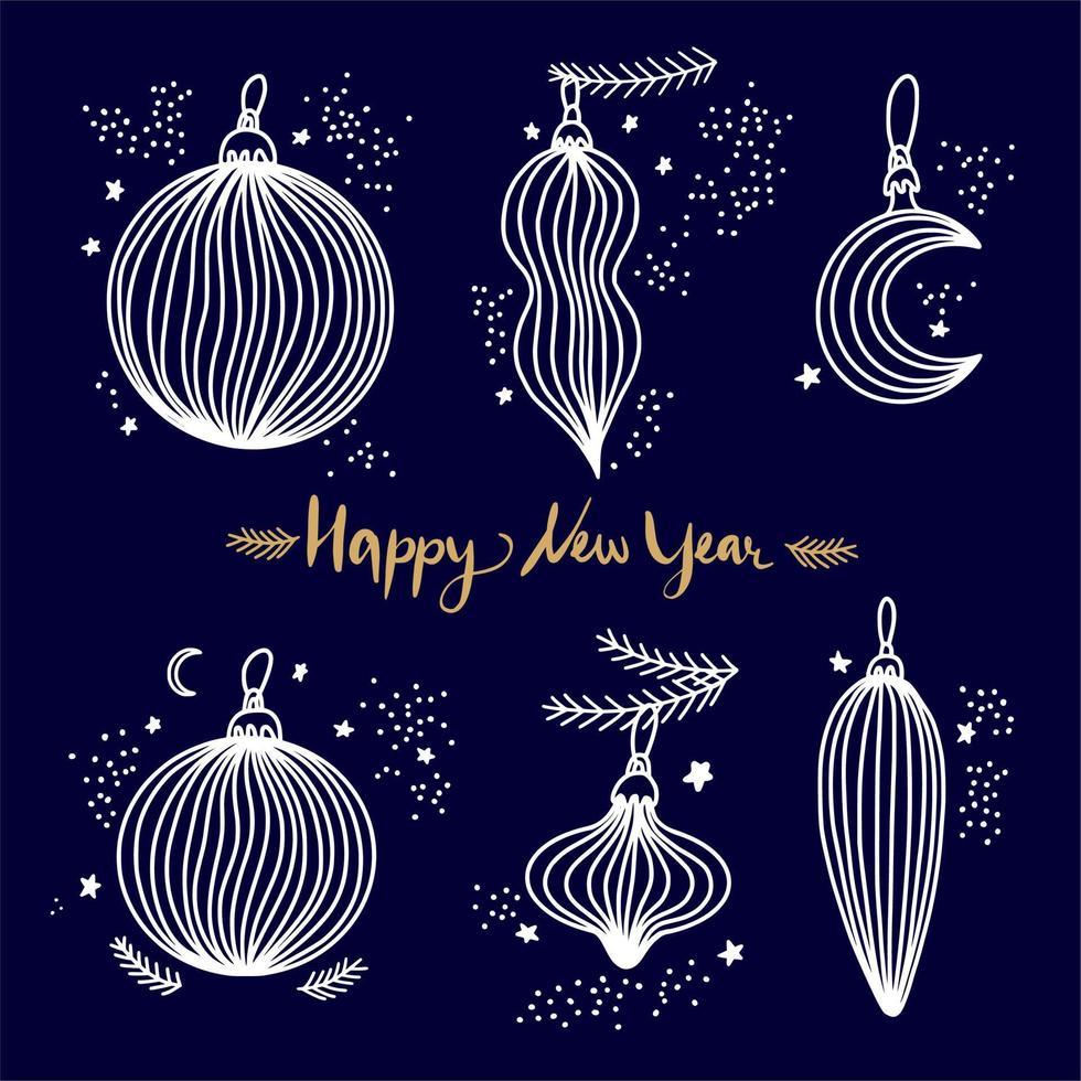 Christmas tree balls drawn by hand vector