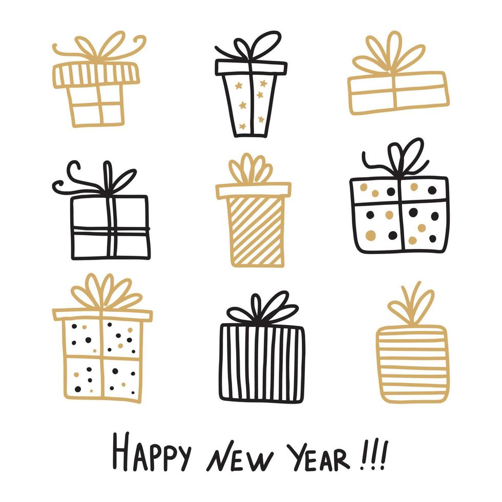 Hand-drawn gift boxes vector