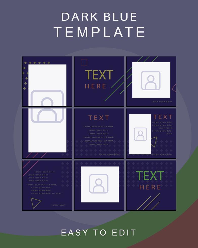 social media post template with dark blue vector