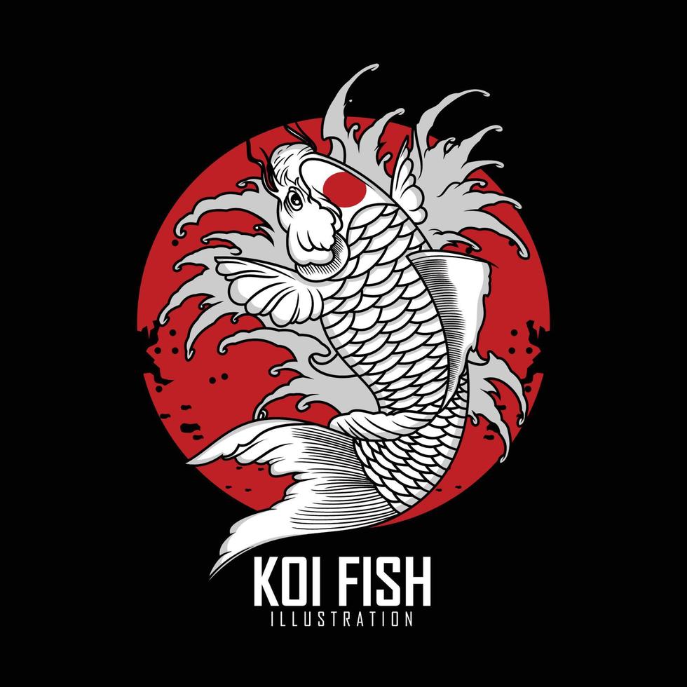 ilustración de tatuaje de pez koi.eps vector