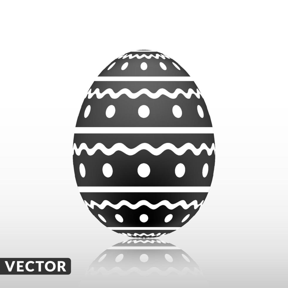 huevo de pascua negro con patrón exótico, vector, ilustración. vector