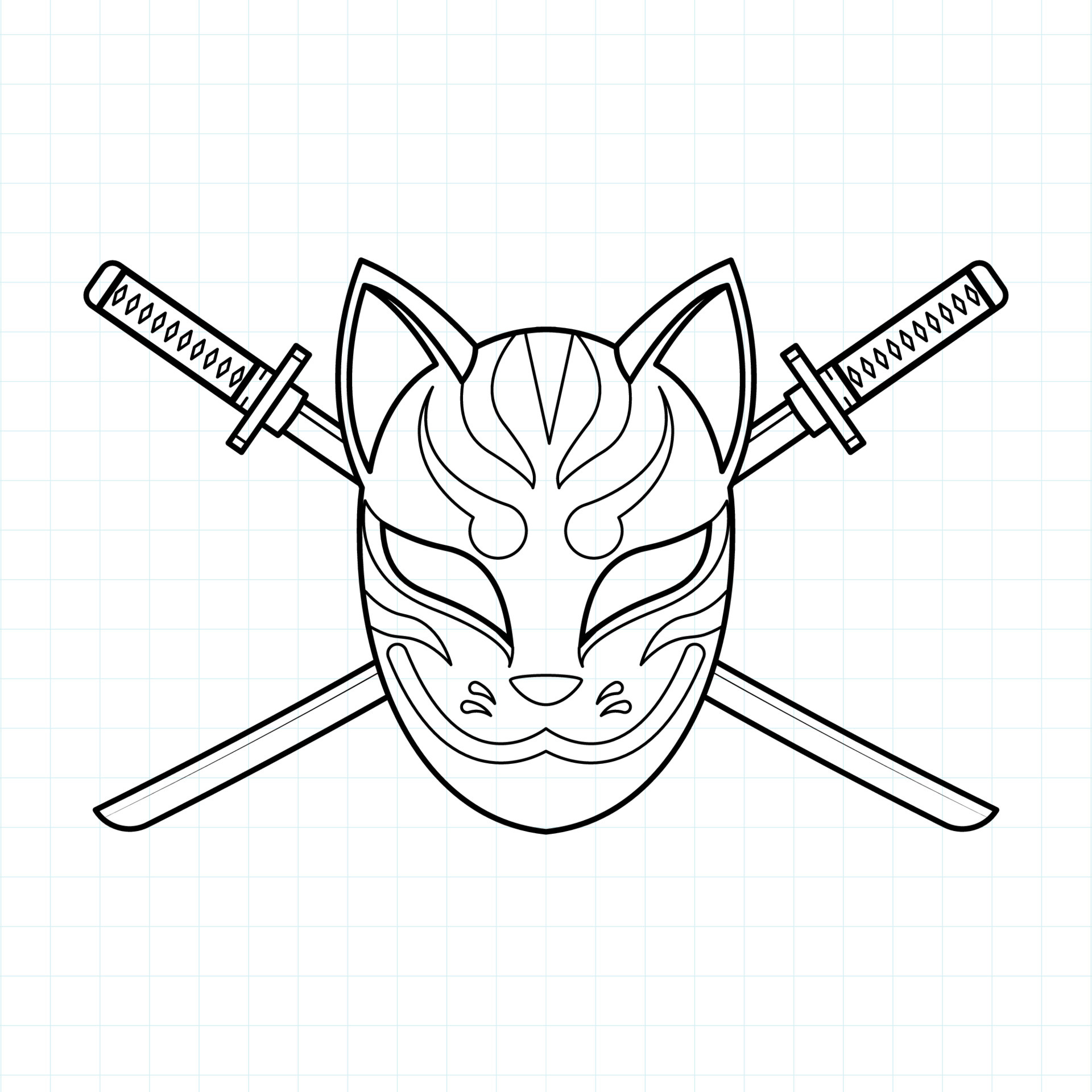 Japanese kitsune mask coloring page, Vector illustration eps.10 6718742 ...