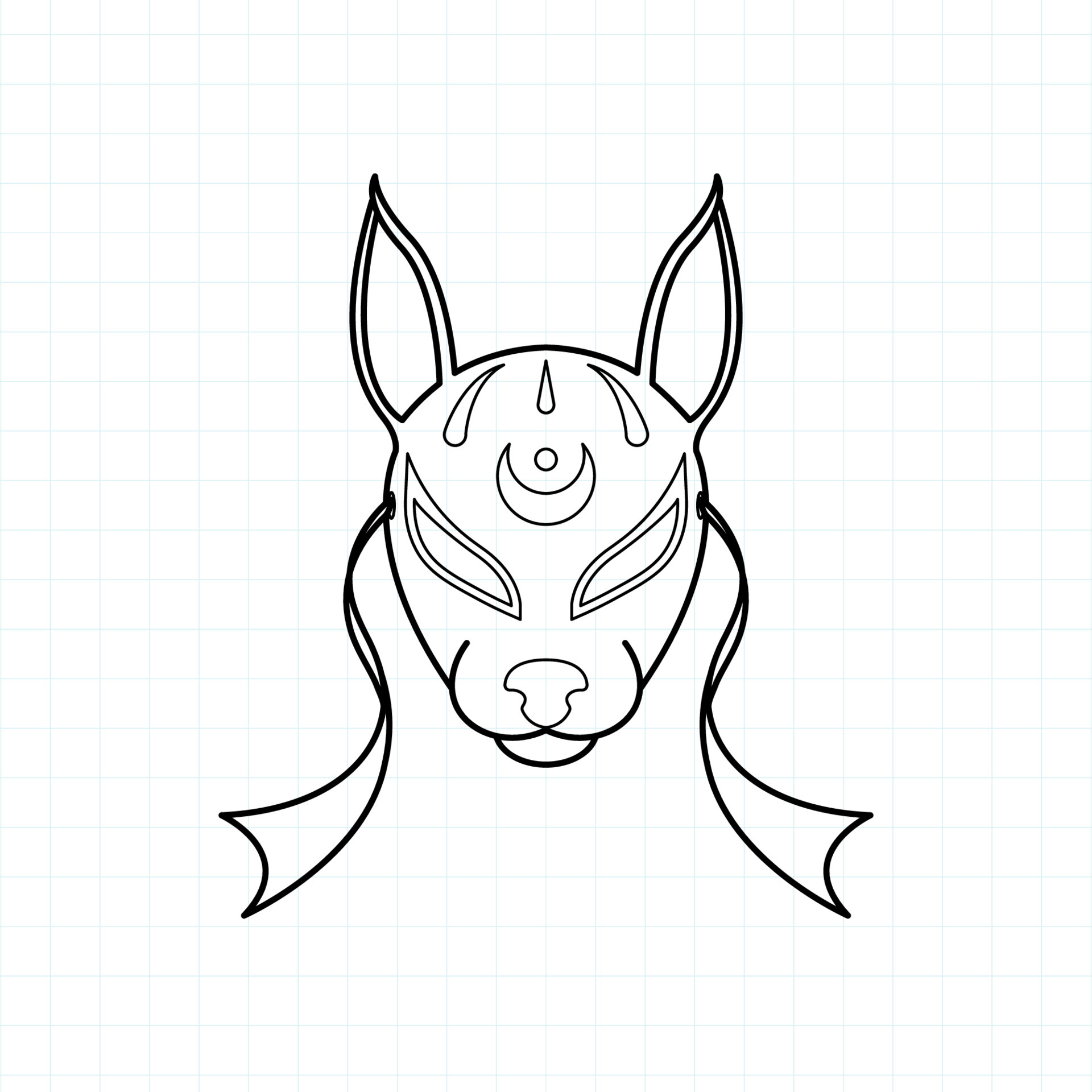 Japanese kitsune mask coloring page, Vector illustration eps.10 6718752 ...