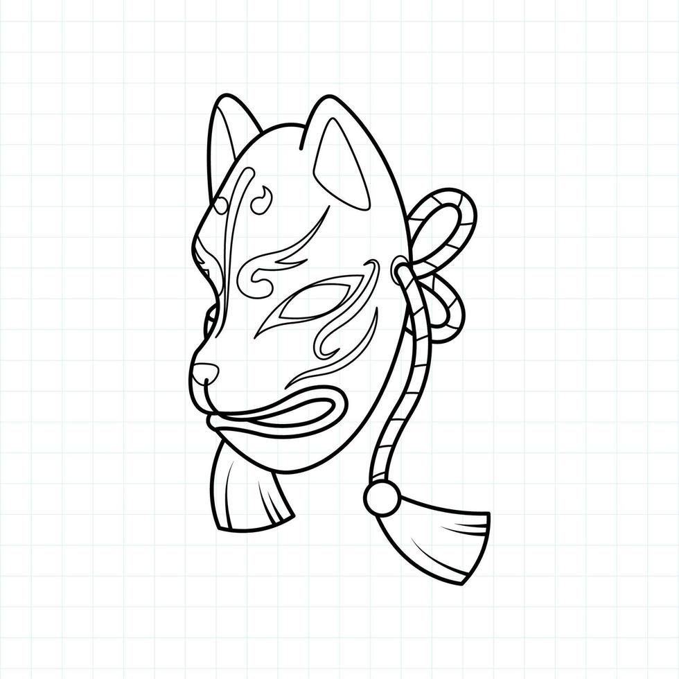 Japanese kitsune mask coloring page, Vector illustration eps.10 6718754 ...