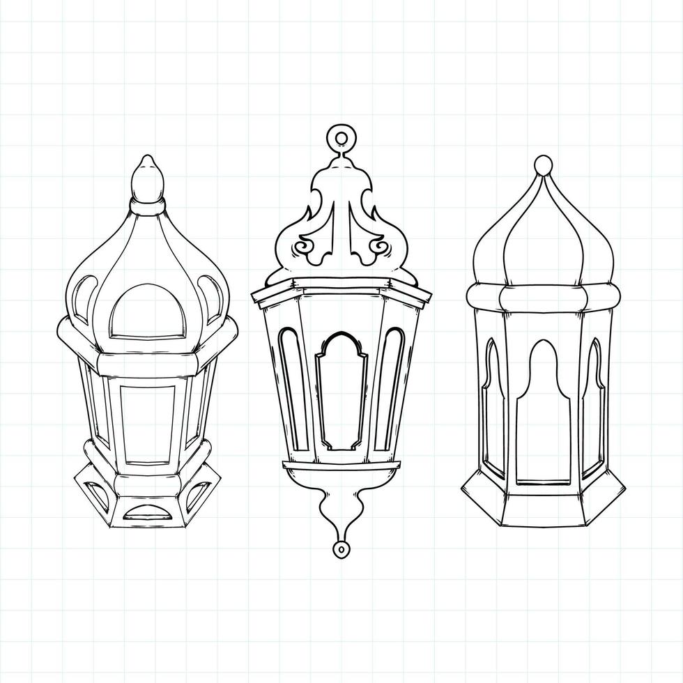 Hand drawn Ramadan kareem lantern vector illustration