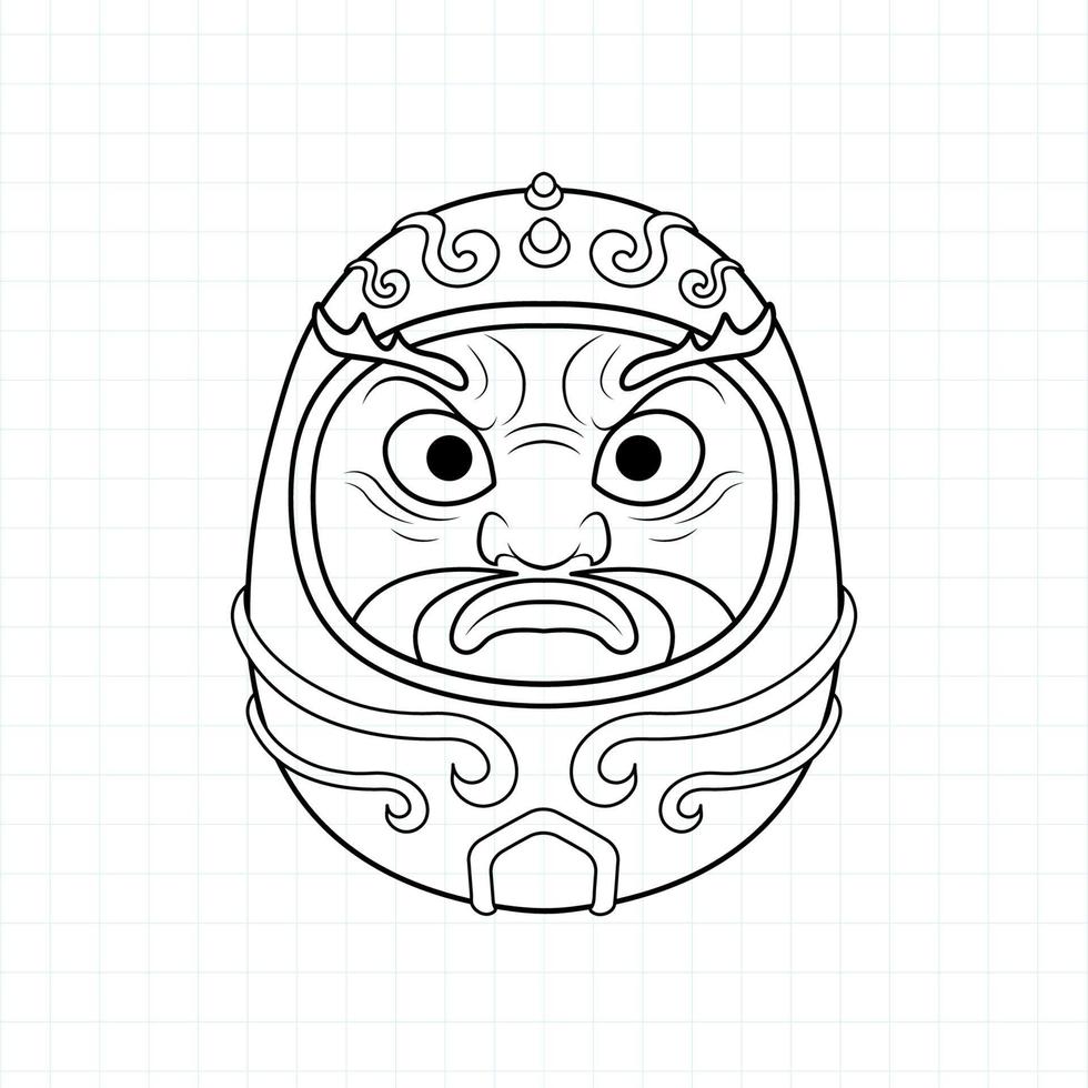 Hand drawn Daruma doll coloring page, Vector illustration eps.10
