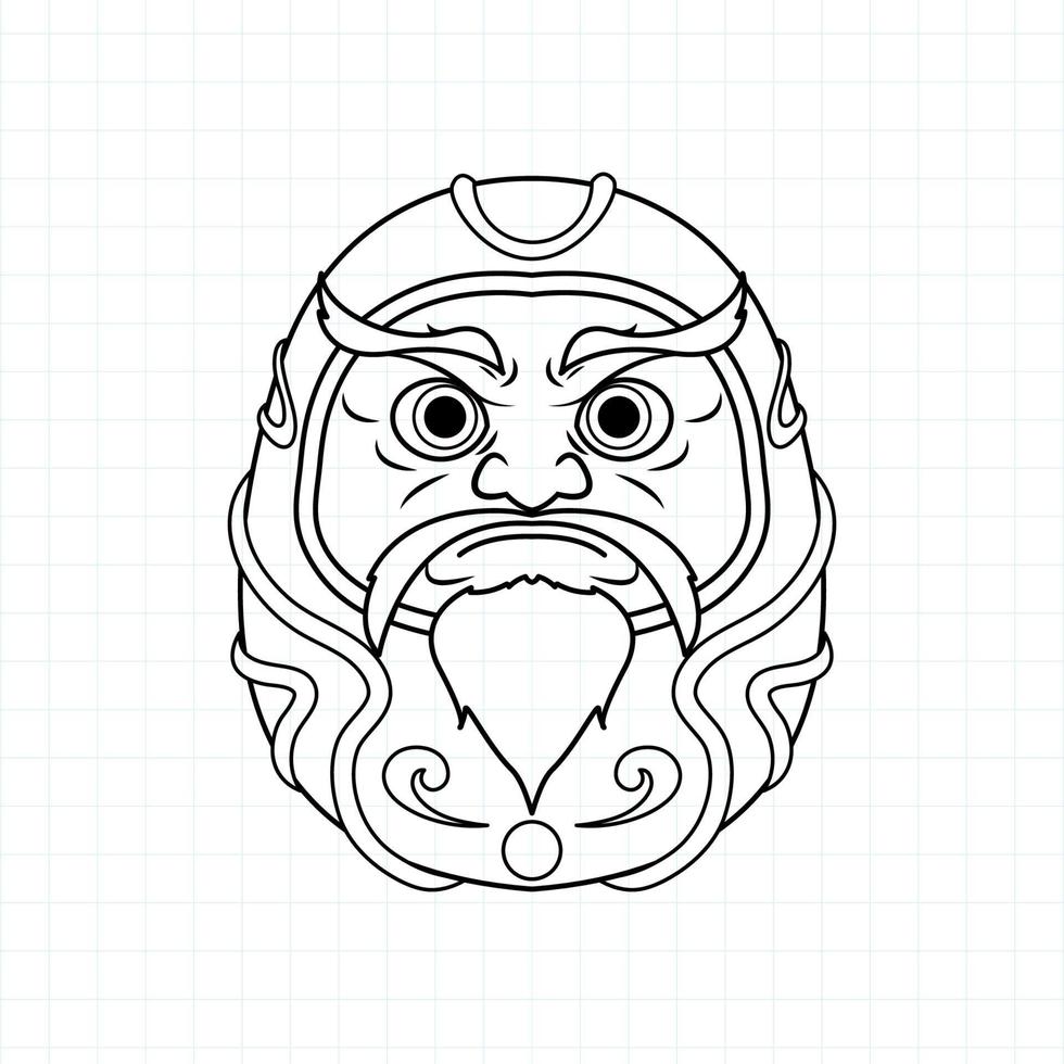 Hand drawn Daruma doll coloring page, Vector illustration eps.10