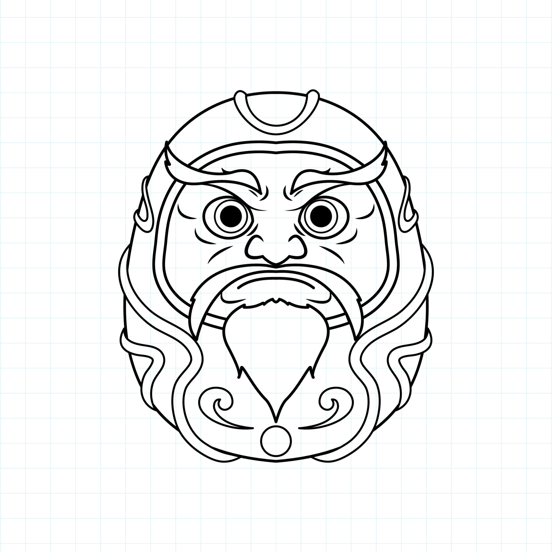 Hand drawn Daruma doll coloring page, Vector illustration eps.10