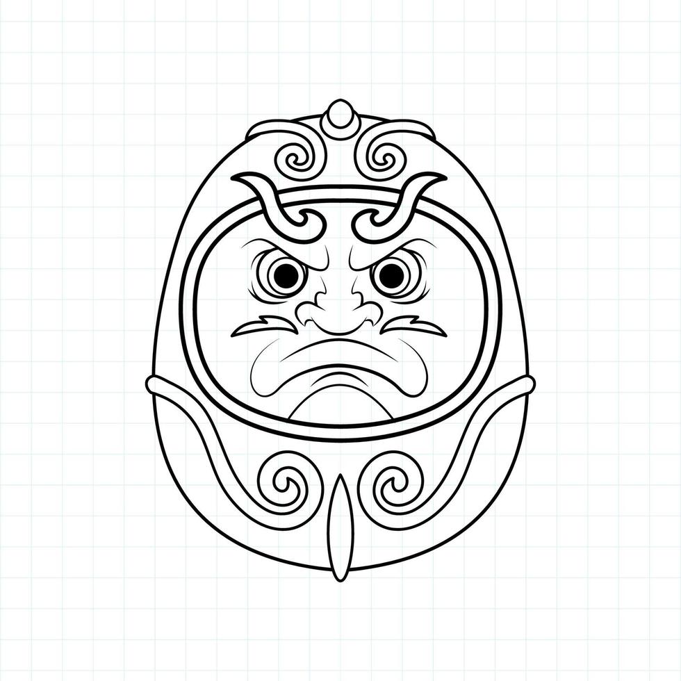 Página para colorear de muñeca daruma dibujada a mano, ilustración vectorial eps.10 vector