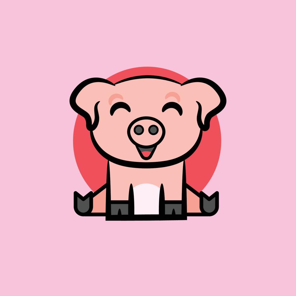 CUTE PIG VECTOR, EPS, LOGO, SIMPLE DESIGN, PINK RED vector