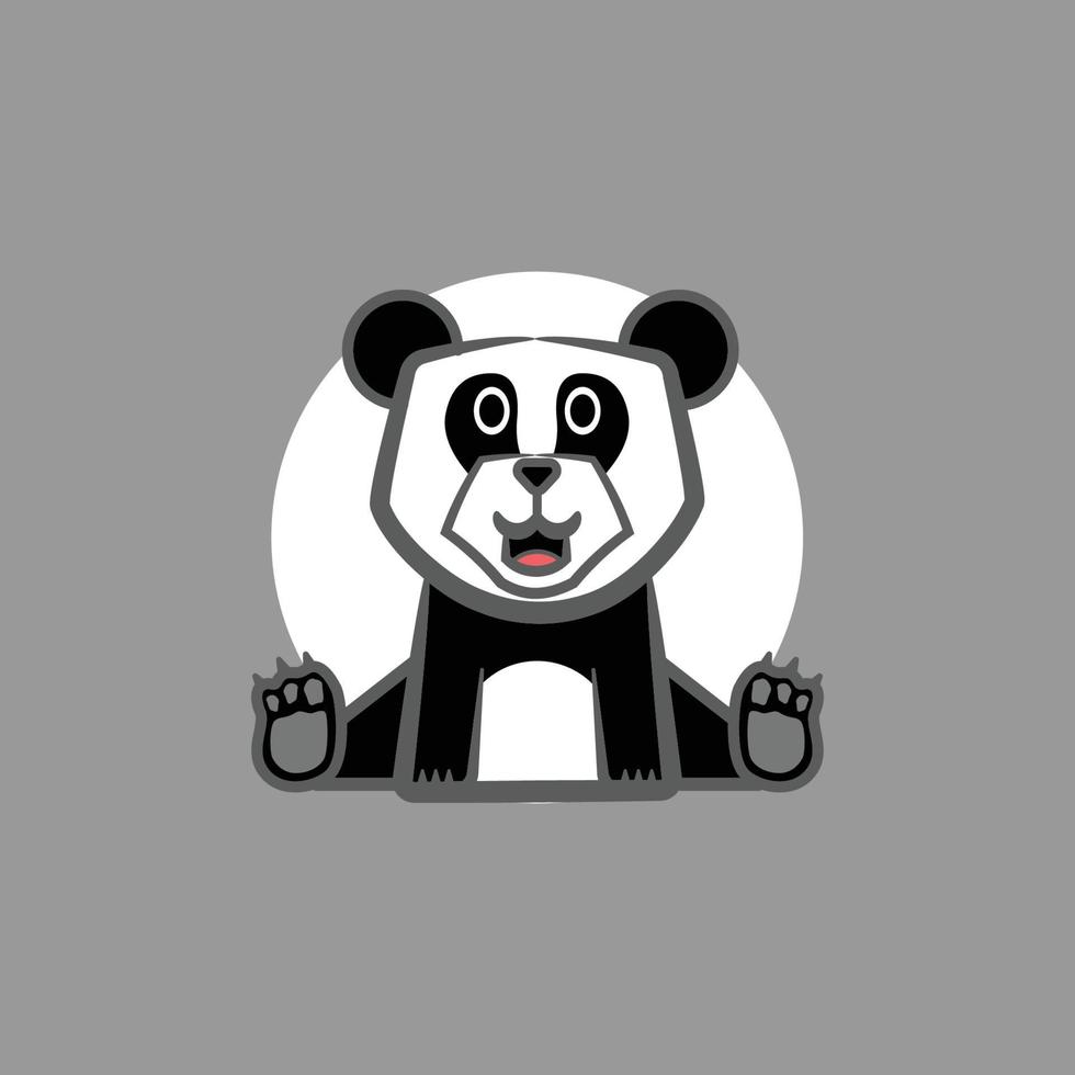 lindo vector panda, eps 10, logo, diseño simple, gris blanco, mascota.