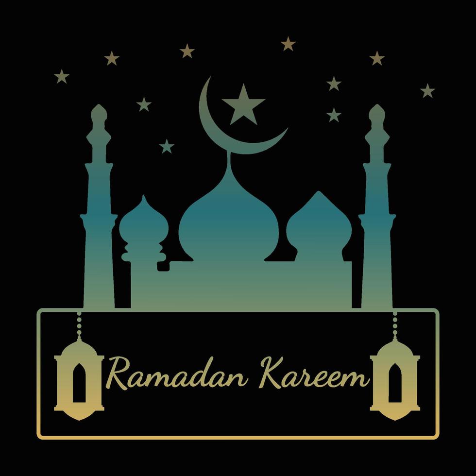 Mosque, Moon And Lantern Design vector