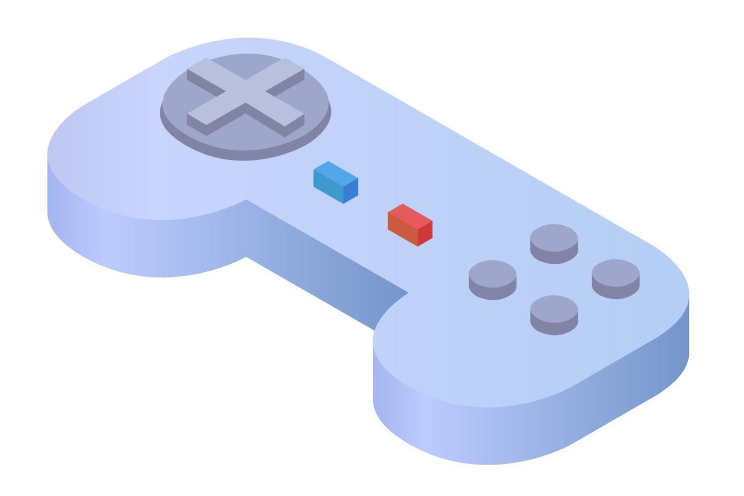 Gamepad vector icon, video game controller, 3d rendering. Blue isometric joystick, gaming icon. Isometric gamepad isolated on white background.