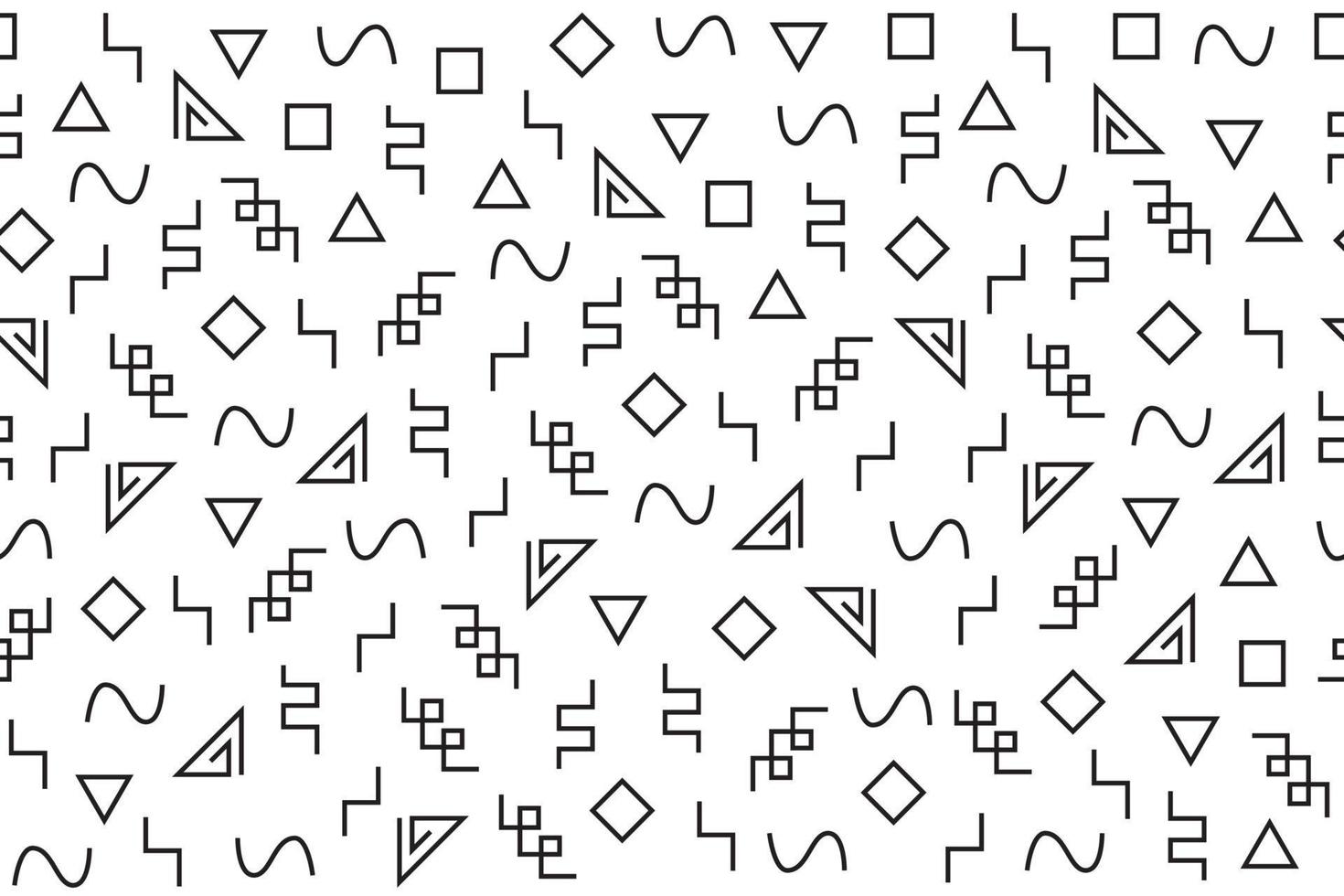 Memphis seamless black and white pattern. Pattern with simple geometric design elements. Retro style, 90s design. Modern abstract shapes, triangles squares, loopable design. vector