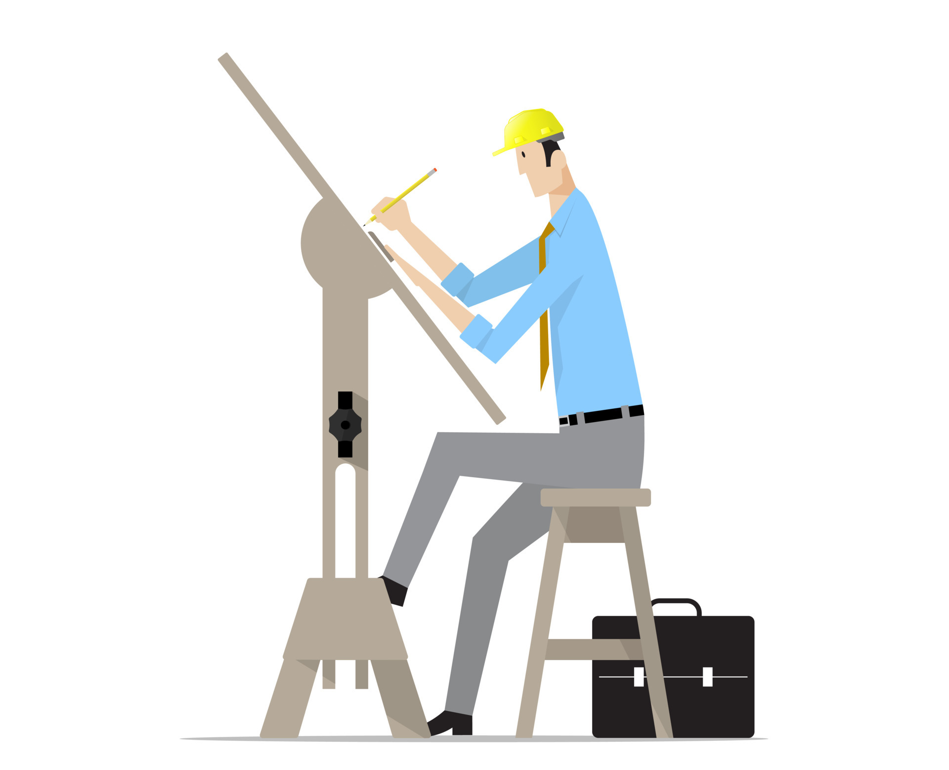 Architect drawing on drafting table. 6719048 Vector Art at Vecteezy