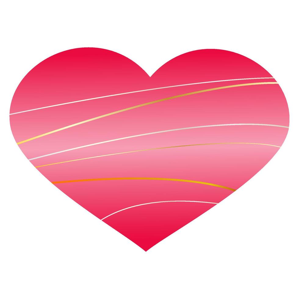 Red gradient heart with glitter stripes. vector