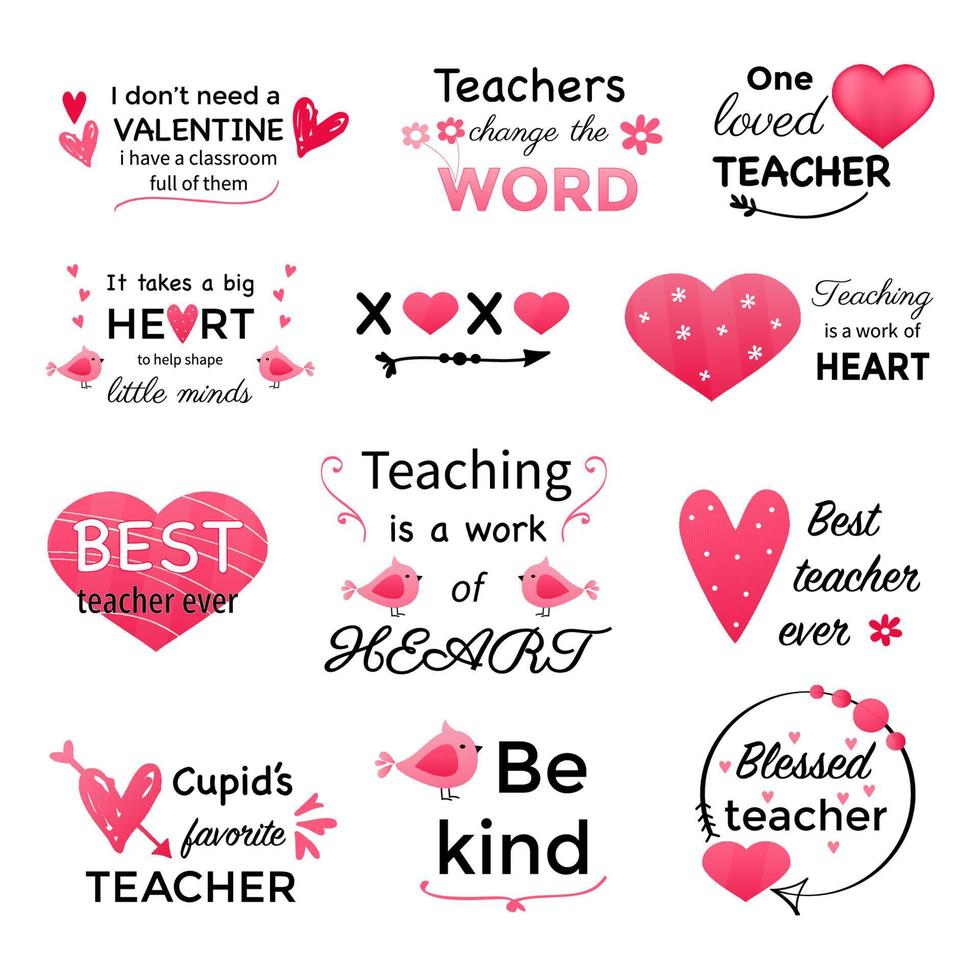 Teacher Quote and Saying SET perfect for design collections. Inspirational phrase flat color sketch calligraphy. Poster, banner, greeting card design element. vector