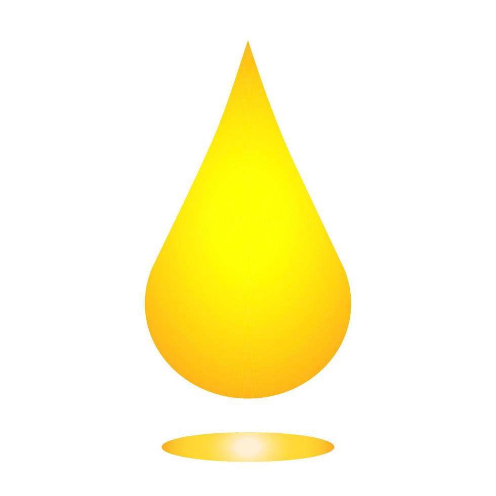 Glossy yellow liquid drops as juice, paint, oil or cosmetic, transparent and opaque. Oil drop isolated on white background. vector