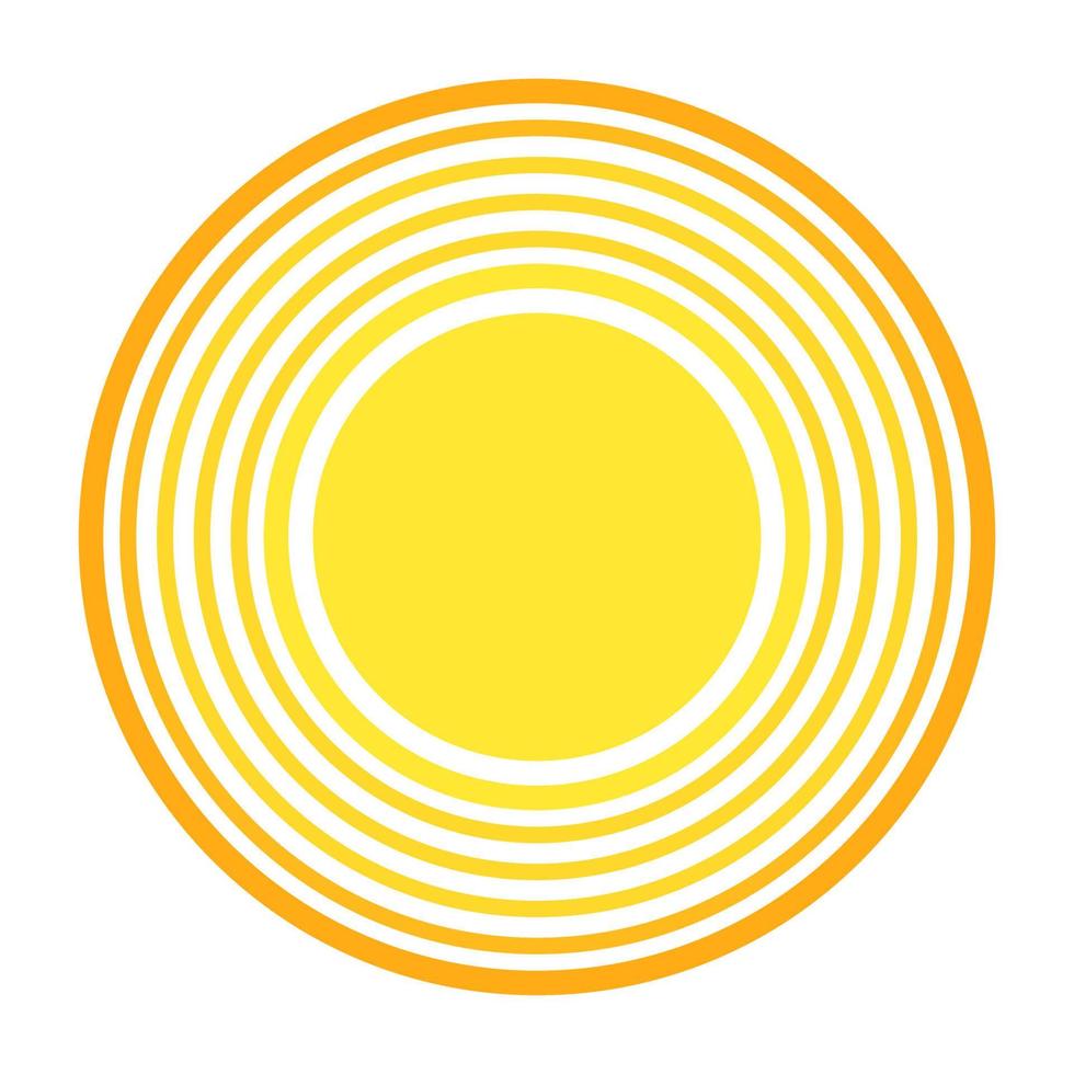 Shiny sun icon for weather design. Sunshine symbol happy yellow isolated sun vector illustration.
