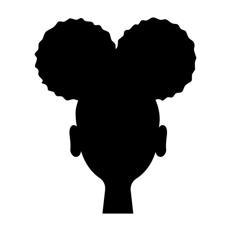 silueta elegante negra de la cabeza de una mujer africana con peinado de dos bocanadas vector